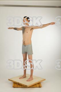 Whole body nude modeling t pose of Willard in underwear…